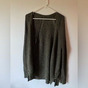 american eagle oversized green knit sweater cardigan